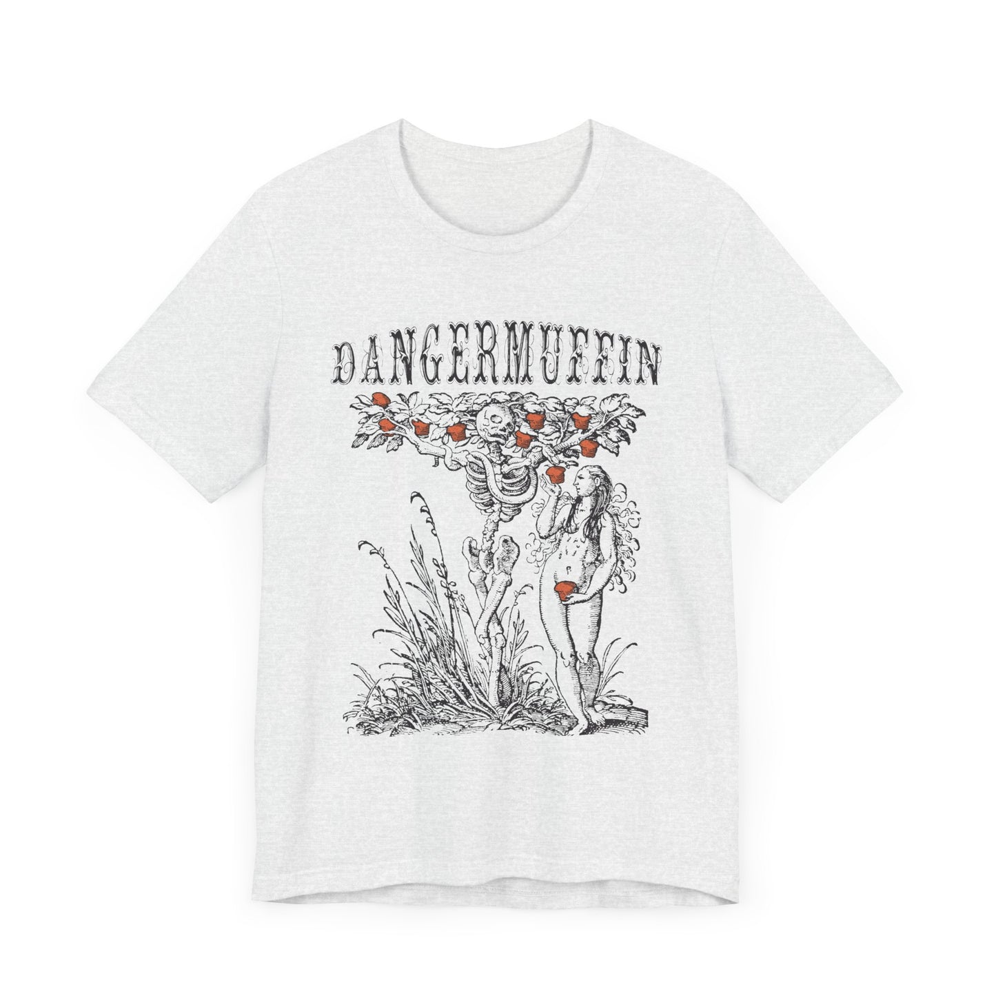 Dangermuffin 'Tree of Life' Black Text / Red Muffins Design Unisex Jersey Short Sleeve Tee