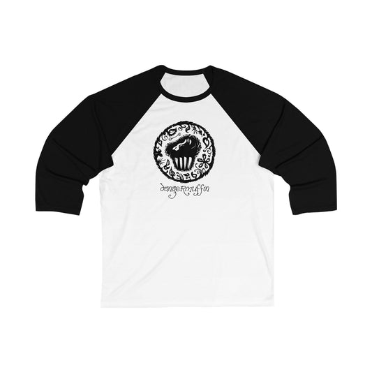 Dangermuffin Black 'Script' Design Unisex 3\4 Sleeve Baseball Tee