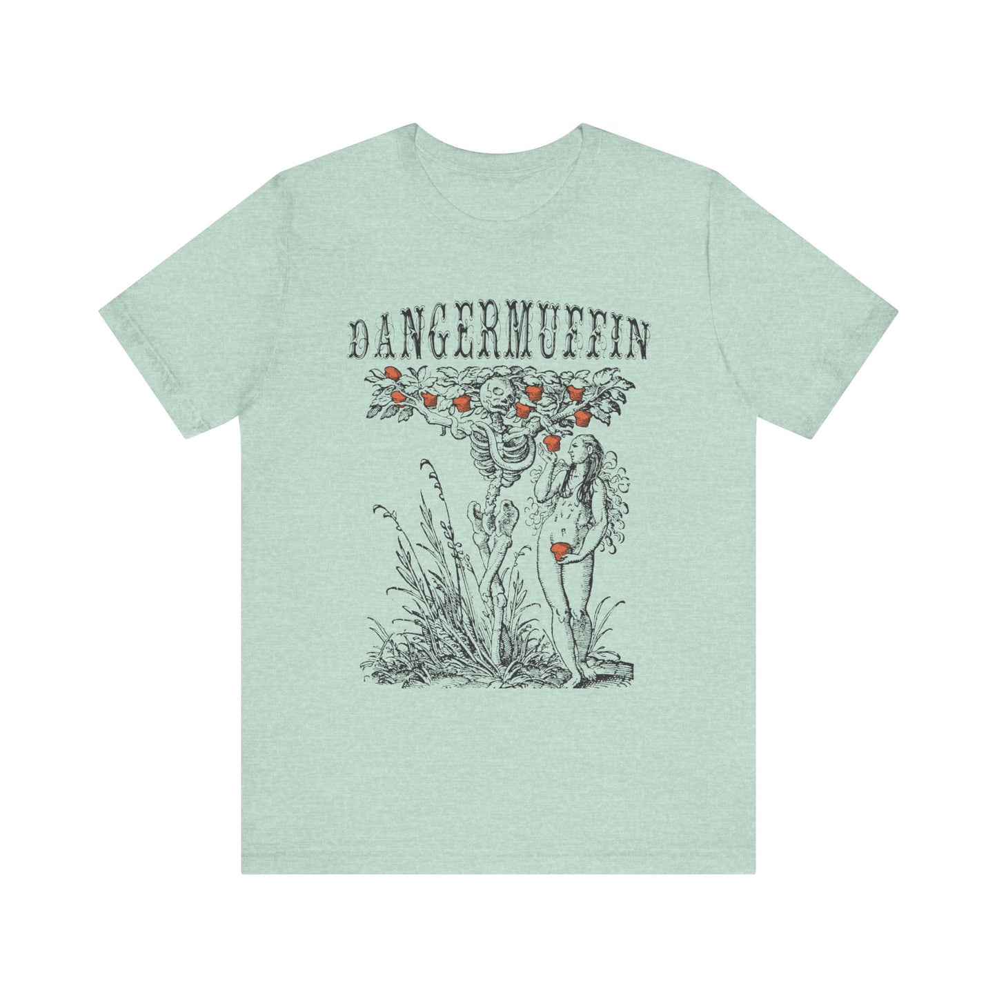 Dangermuffin 'Tree of Life' Black Text / Red Muffins Design Unisex Jersey Short Sleeve Tee