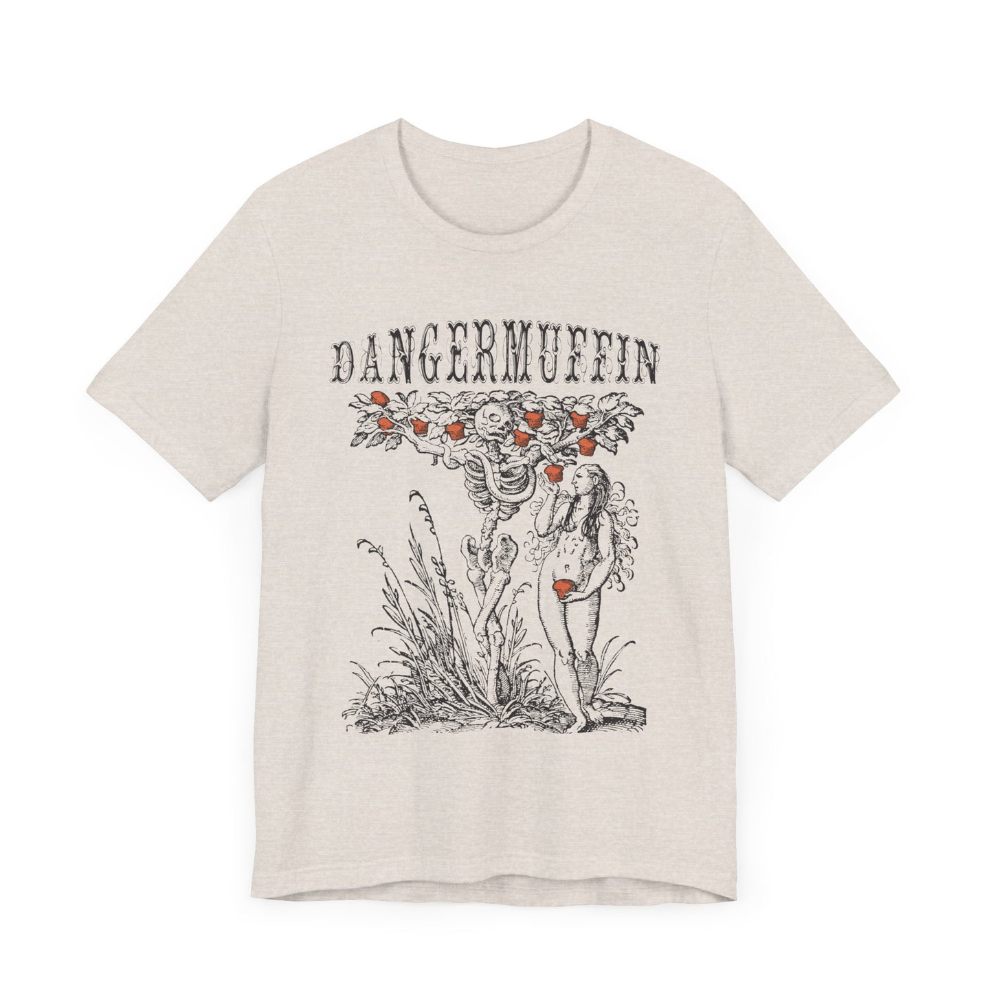 Dangermuffin 'Tree of Life' Black Text / Red Muffins Design Unisex Jersey Short Sleeve Tee