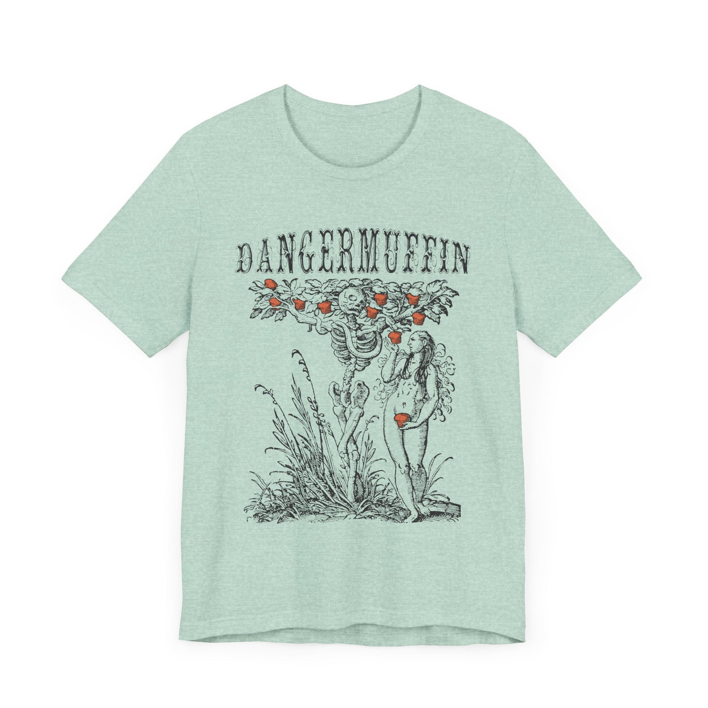 Dangermuffin 'Tree of Life' Black Text / Red Muffins Design Unisex Jersey Short Sleeve Tee