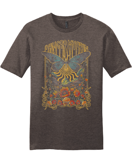 Dangermuffin 'Distressed Butterfly' Design Unisex Jersey Short Sleeve Tee HEATHER BROWN (In Stock)